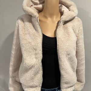 Full Tilt Cream Teddy Jacket with Hood